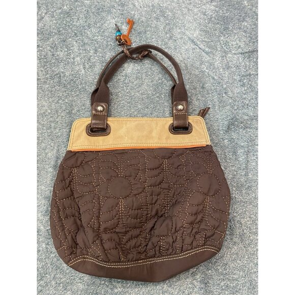Canvas And Fabric Fossil Key Tote Shoulder Bag Purse - Picture 6 of 13